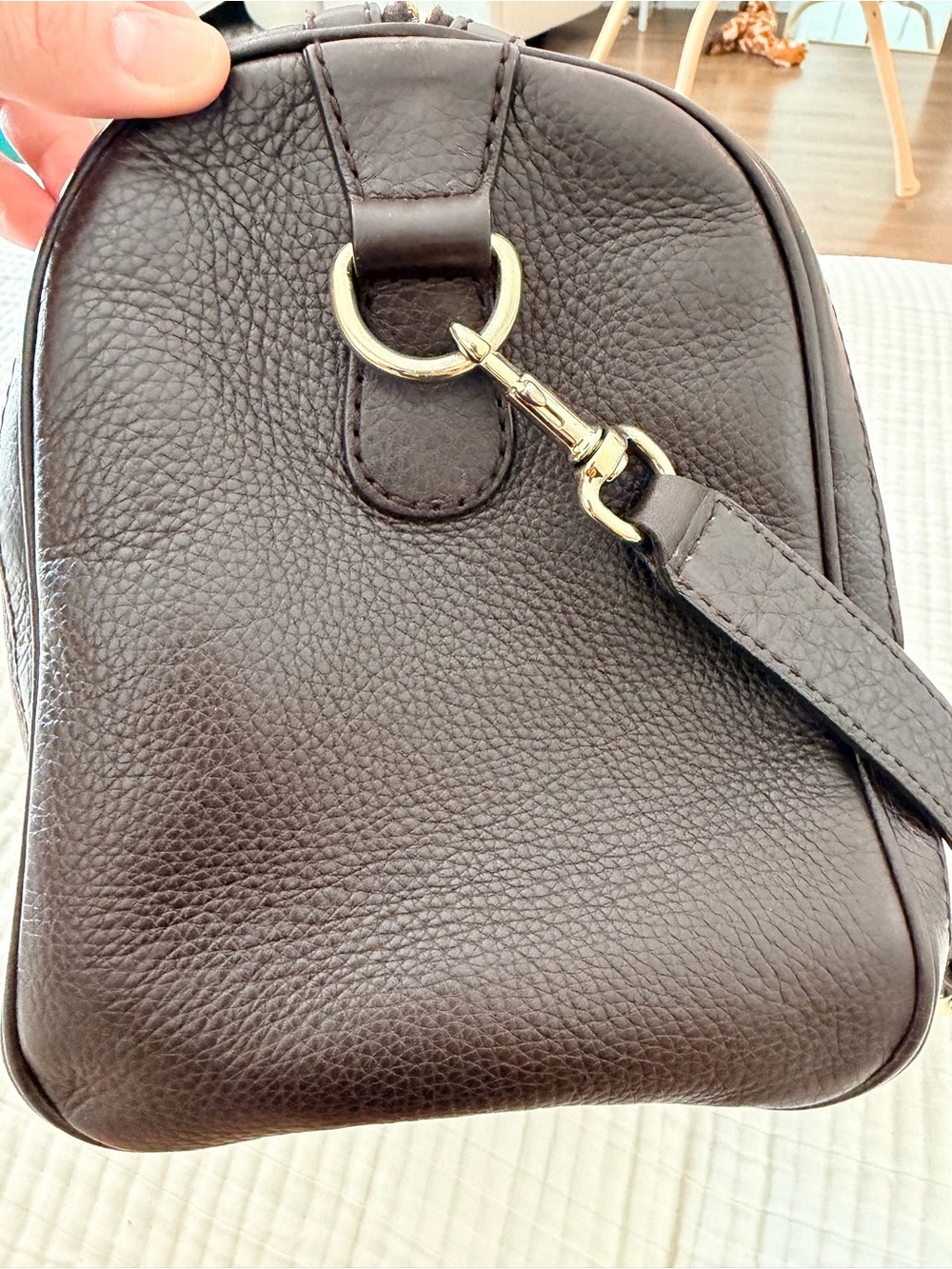 Gucci Vintage Web Medium Boston Bag Pebbled Leather Crossbody - Picture 8 of 12